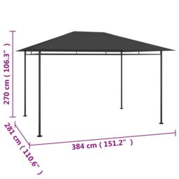 Berkfield Home Gazebo 384x281x270 cm Anthracite 180 g/m ² in Black - Size: 384 x 281 x 270 cm - thumbnail 5