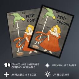 Artery8 Petit Coquin Biscuit Advert Vintage Framed Wall Art Print Cappiello in Green - Size: A4 - thumbnail 2