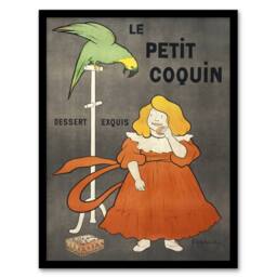 Artery8 Petit Coquin Biscuit Advert Vintage Framed Wall Art Print Cappiello in Green - Size: A4 - thumbnail 1