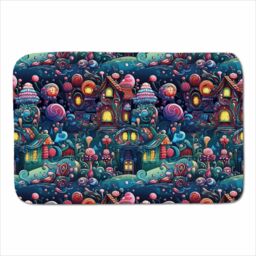 Warren Reed - Designer Whimsical Gingerbread House Pattern Sherpa Blanket in Blue - Size: Large - thumbnail 1