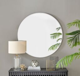 FurnitureboxUK Emma 100cm Large Art Deco Metal Frame Round Hallway Bedroom Dining & Living Room Wall Mirror in White - thumbnail 2