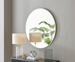 FurnitureboxUK Emma 100cm Large Art Deco Metal Frame Round Hallway Bedroom Dining & Living Room Wall Mirror in White - thumbnail 1