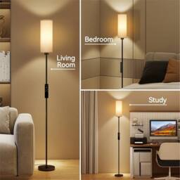 SPETLEK Modern LED Floor Lamp 3 Color Dimmable Reading Light Magnetic Remote in Black - thumbnail 2