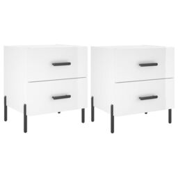 Berkfield Home Bedside Cabinets 2 pcs High Gloss White 40x35x47.5 cm Engineered Wood - thumbnail 2