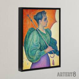"Artery8 Woman With A Parasol Umbrella Paul Signac Framed Canvas Wall Art Print - Size: W18"" x H24""" - thumbnail 2