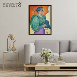 "Artery8 Woman With A Parasol Umbrella Paul Signac Framed Canvas Wall Art Print - Size: W18"" x H24""" - thumbnail 3