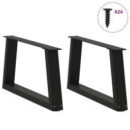 Berkfield Home Dining Table Legs V-Shape 2 pcs Black 70x(30-31.3) cm Steel - thumbnail 3