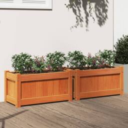 Berkfield Home Garden Planters 2 pcs Wax Brown Solid Wood Pine - thumbnail 2