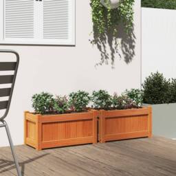 Berkfield Home Garden Planters 2 pcs Wax Brown Solid Wood Pine - thumbnail 1
