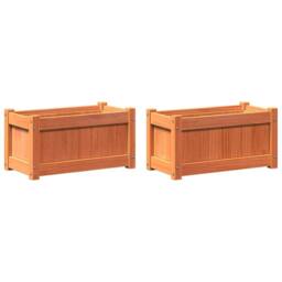 Berkfield Home Garden Planters 2 pcs Wax Brown Solid Wood Pine - thumbnail 3