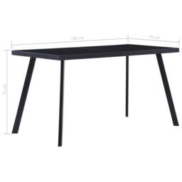 Berkfield Home Dining Table Black 140x70x75 cm Tempered Glass - Size: 140 x 70 x 75 cm - thumbnail 5