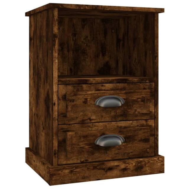 Berkfield Home Bedside Cabinet Smoked Oak 43x36x60 cm in Brown - Size: 43 x 36 x 60 cm - image 1