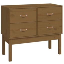 Berkfield Home Console Cabinet Honey Brown 90x40x78 cm Solid Wood Pine - Size: 90 x 40 x 78 cm - thumbnail 2