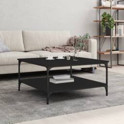 Berkfield Home Coffee Table Black 80x80x40 cm Engineered Wood - Size: 80 x 80 x 40 cm - thumbnail 2