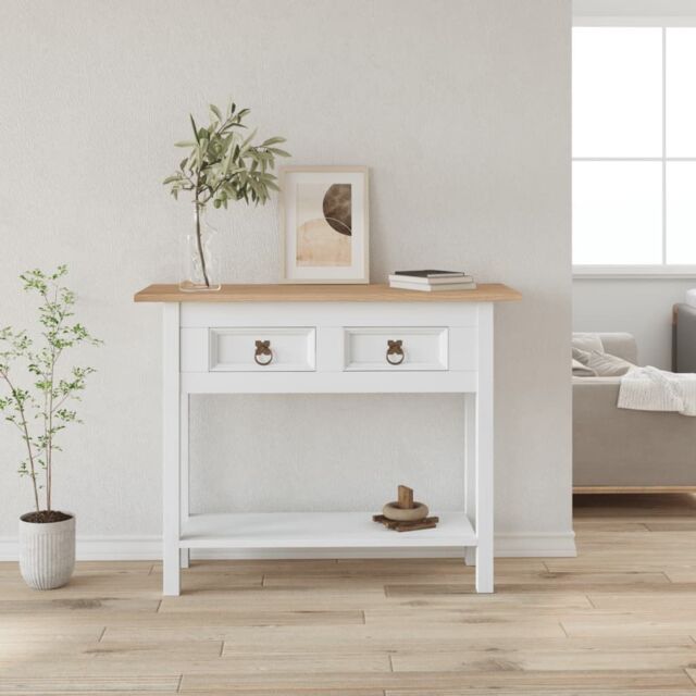 Berkfield Home Console Table Mexican Pine Corona Range White 90x34.5x73 cm - image 1