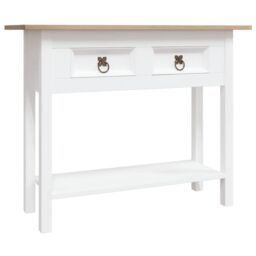 Berkfield Home Console Table Mexican Pine Corona Range White 90x34.5x73 cm - thumbnail 2