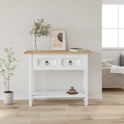 Berkfield Home Console Table Mexican Pine Corona Range White 90x34.5x73 cm