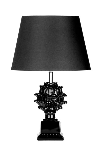 Orsina Black Polyresin Table Lamp, Refined Table Lamp with Fabric Shade, Chic Bedside Lamp, Ideal For LED Fixtures