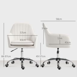 HOMCOM Office Chair, Swivel Desk Chair w/ Adjustable Height in Cream - thumbnail 3