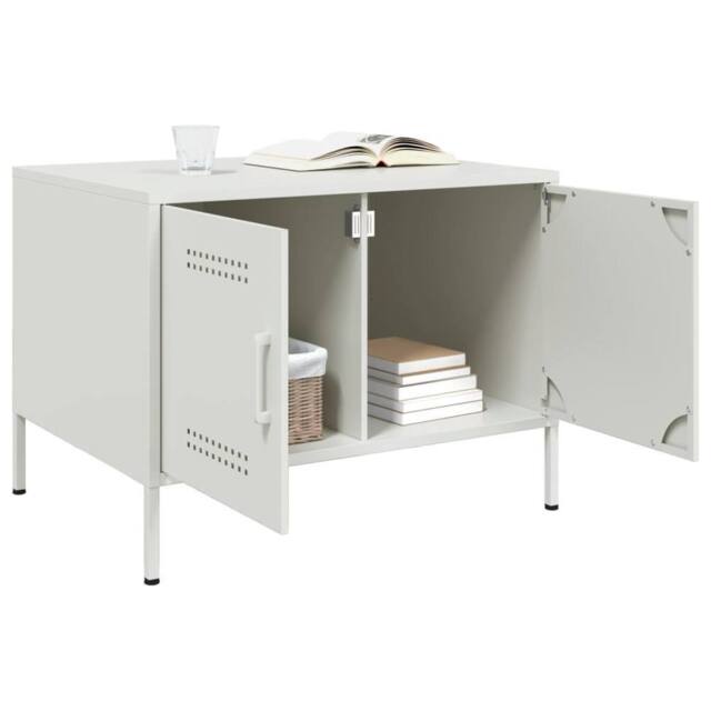 Berkfield Home Sturdy Coffee Table White 68x50x50.5 cm Steel - image 1