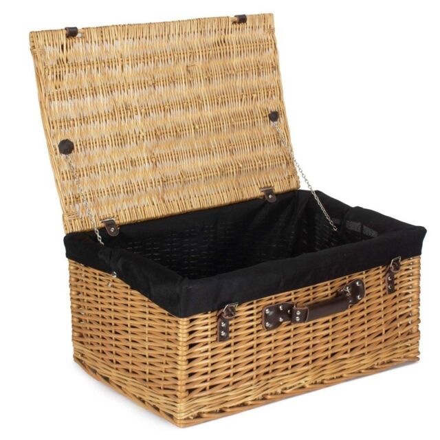 Red Hamper Wicker 60cm Cotton Lined Buff Wicker Basket in Black - image 1