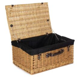 Red Hamper Wicker 60cm Cotton Lined Buff Wicker Basket in Black