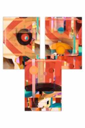 ARTZE Set of 3 Geometric Modern Abstract in Orange Art Posters - Size: W50 cm x H70 cm - thumbnail 1