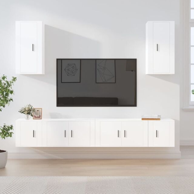 Berkfield Home 6 Piece TV Cabinet Set White Engineered Wood - image 1
