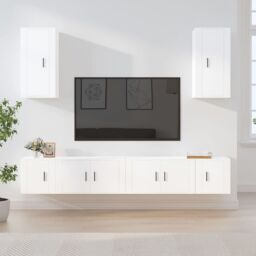 Berkfield Home 6 Piece TV Cabinet Set White Engineered Wood - thumbnail 1