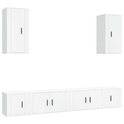 Berkfield Home 6 Piece TV Cabinet Set White Engineered Wood - thumbnail 2