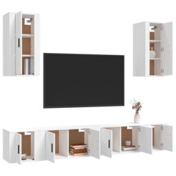 Berkfield Home 6 Piece TV Cabinet Set White Engineered Wood - thumbnail 3