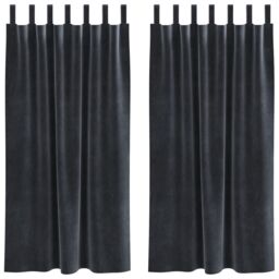 Berkfield Home Blackout Curtains with Hanging Loops 2 pcs Dark Grey Velvet - thumbnail 2