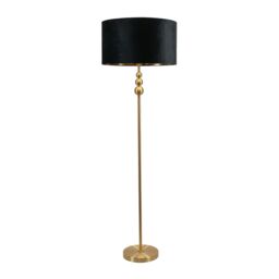 ValueLights Marissa Gold Stacked Ball Floor Lamp with Velvet Drum with Gold Inner Shade in Black - thumbnail 2