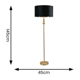 ValueLights Marissa Gold Stacked Ball Floor Lamp with Velvet Drum with Gold Inner Shade in Black - thumbnail 7
