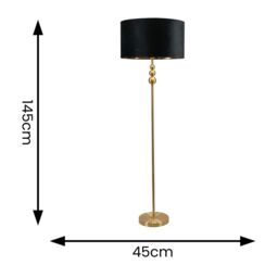 ValueLights Marissa Gold Stacked Ball Floor Lamp with Velvet Drum with Gold Inner Shade in Black - thumbnail 4