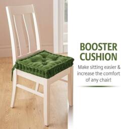 Coopers of Stortford Dining Chair Booster Cushion, L39cm x W39cm x D7.5cm in Green - thumbnail 2