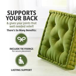 Coopers of Stortford Dining Chair Booster Cushion, L39cm x W39cm x D7.5cm in Green - thumbnail 3