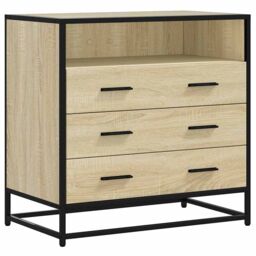 Berkfield Home Drawer Cabinet Sonoma Oak 70x41x70 cm Engineered Wood in Brown - Size: 70 x 41 x 70 cm - thumbnail 2