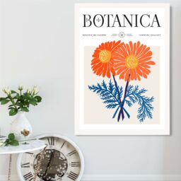 ARTZE Blue & Orange Chrysanthemum Flower Market Exhibition Framed Print SIZE: A2 with White Frame - Size: A4 - thumbnail 2