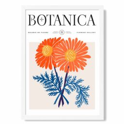 ARTZE Blue & Orange Chrysanthemum Flower Market Exhibition Framed Print SIZE: A2 with White Frame - Size: A4 - thumbnail 1