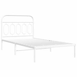 Berkfield Home Metal Bed Frame without Mattress with Headboard White 100x190cm - Size: 100x190 cm - thumbnail 3