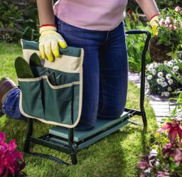 mysmartbuy Garden Kneeler & Hand Tool Set - Foldable Foam Gardening Seat or Kneeling Pad with Handles, Side Pocket, 2 x Trowels & Rake in Green - thumbnail 2