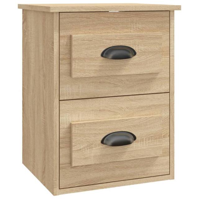 Berkfield Home Wall-mounted Bedside Cabinet Sonoma Oak 41.5x36x53cm in Light Tan - Size: 41.5x36x53 cm - image 1