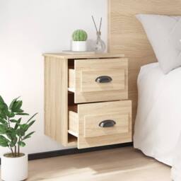 Berkfield Home Wall-mounted Bedside Cabinet Sonoma Oak 41.5x36x53cm in Light Tan - Size: 41.5x36x53 cm - thumbnail 3