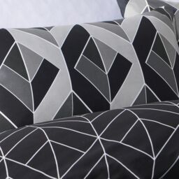 OHS Geo Duvet Cover Bedding Set Pillowcase Reversible Quilt Soft Chevron in Light Grey - Size: Double - thumbnail 3