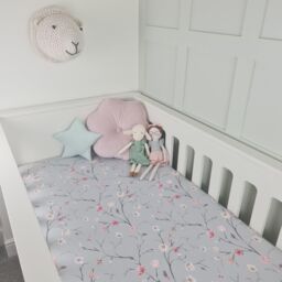 Minky Myles Women's Baby Fitted Cot Bed Sheet. Cotton Floral Sage Green Cotbed Nursery Sheet. Crease Free Baby Bedding Crib Sheets in Light Khaki - thumbnail 3