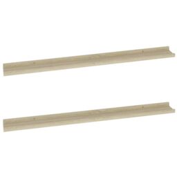 Berkfield Home Wall Shelves 2 pcs Sonoma Oak 100x9x3 cm in Brown - Size: 100 x 9 x 3 cm - thumbnail 2