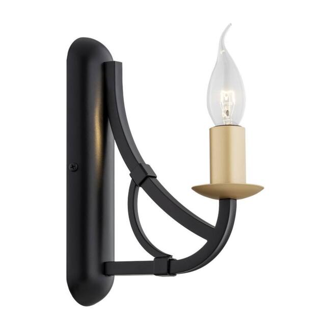 Netlighting Lorenzo Single Candle Wall Lamp Black Gold - image 1