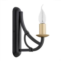 Netlighting Lorenzo Single Candle Wall Lamp Black Gold - thumbnail 2