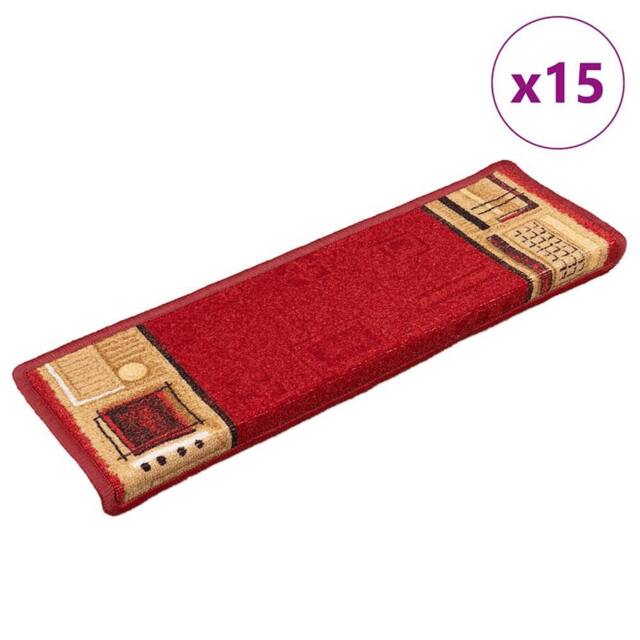 Berkfield Home Stair Mats Self-adhesive 15 pcs 65x21x4 cm Red - Size: Medium - image 1
